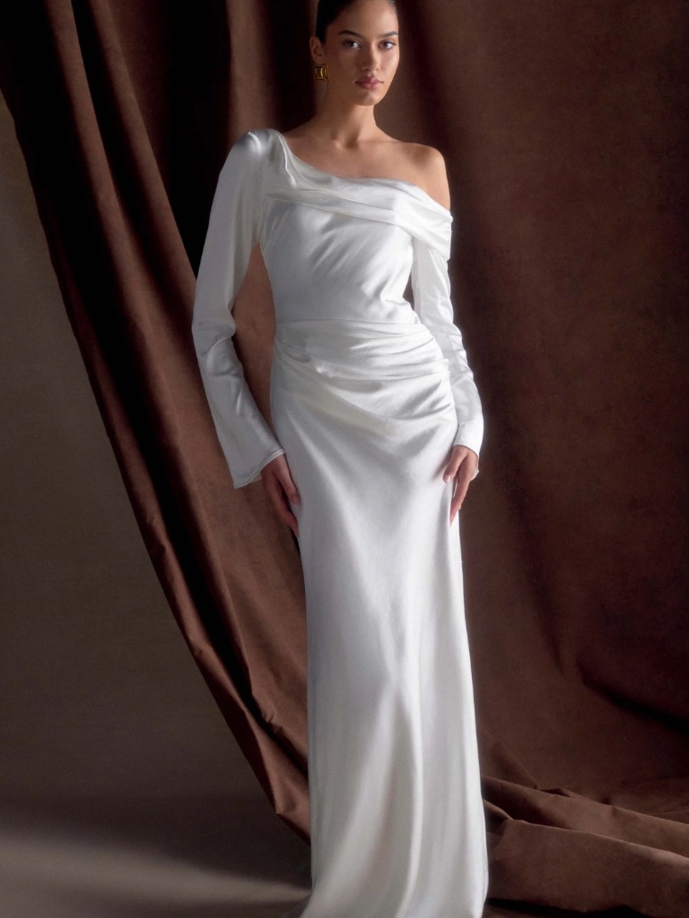 Meshki IRIS Long Sleeve Satin Maxi Dress size M